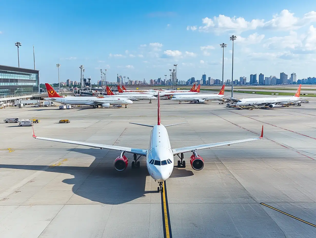 an airplane on airport runway