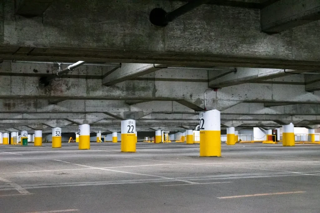 empty concrete parking lot
