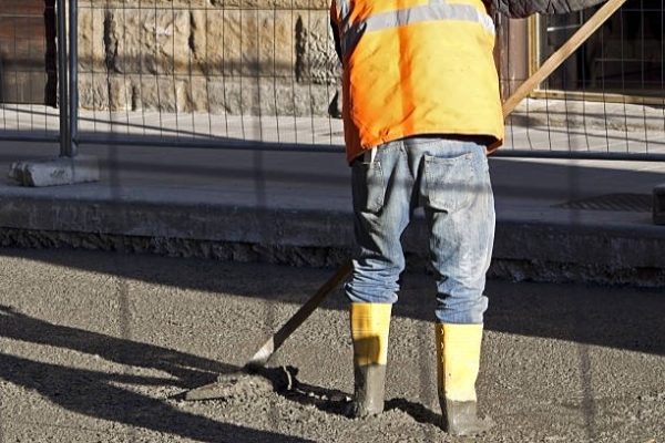 a worker in concrete construction site
